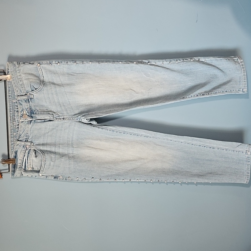 Jennifer Lopez Pearl & Rhinestone Trimmed Boyfriend Jeans Size 2